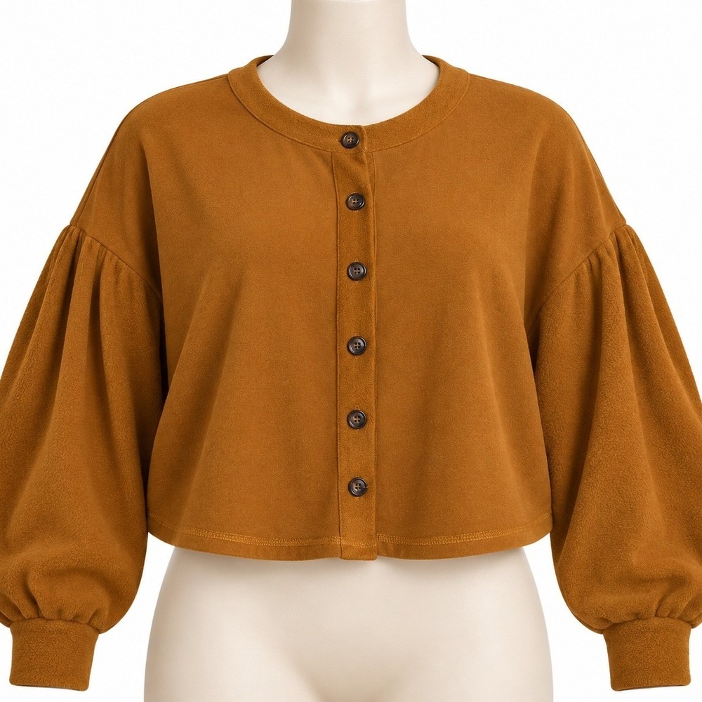 Oversized Cropped Puff Sleeve Women's Large Cardigan Lagenlook Bohemian Comfy